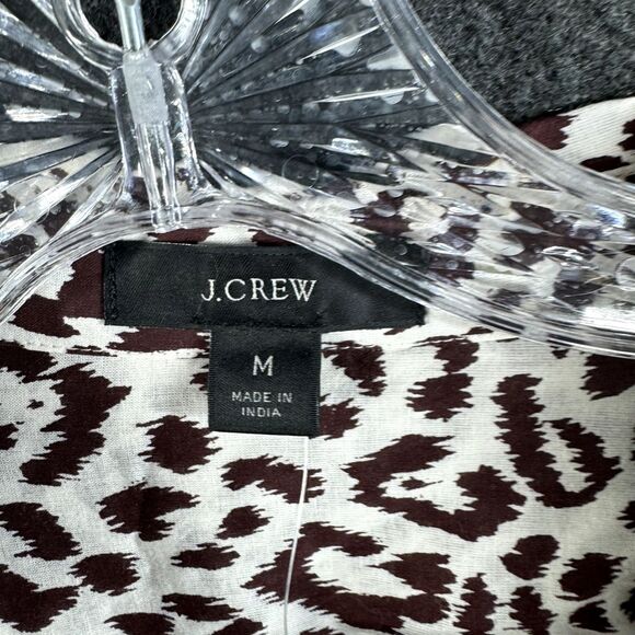 J.Crew Dress Voile Beach Shirt Women's Medium Biege Leopard Print - Picture 3 of 9